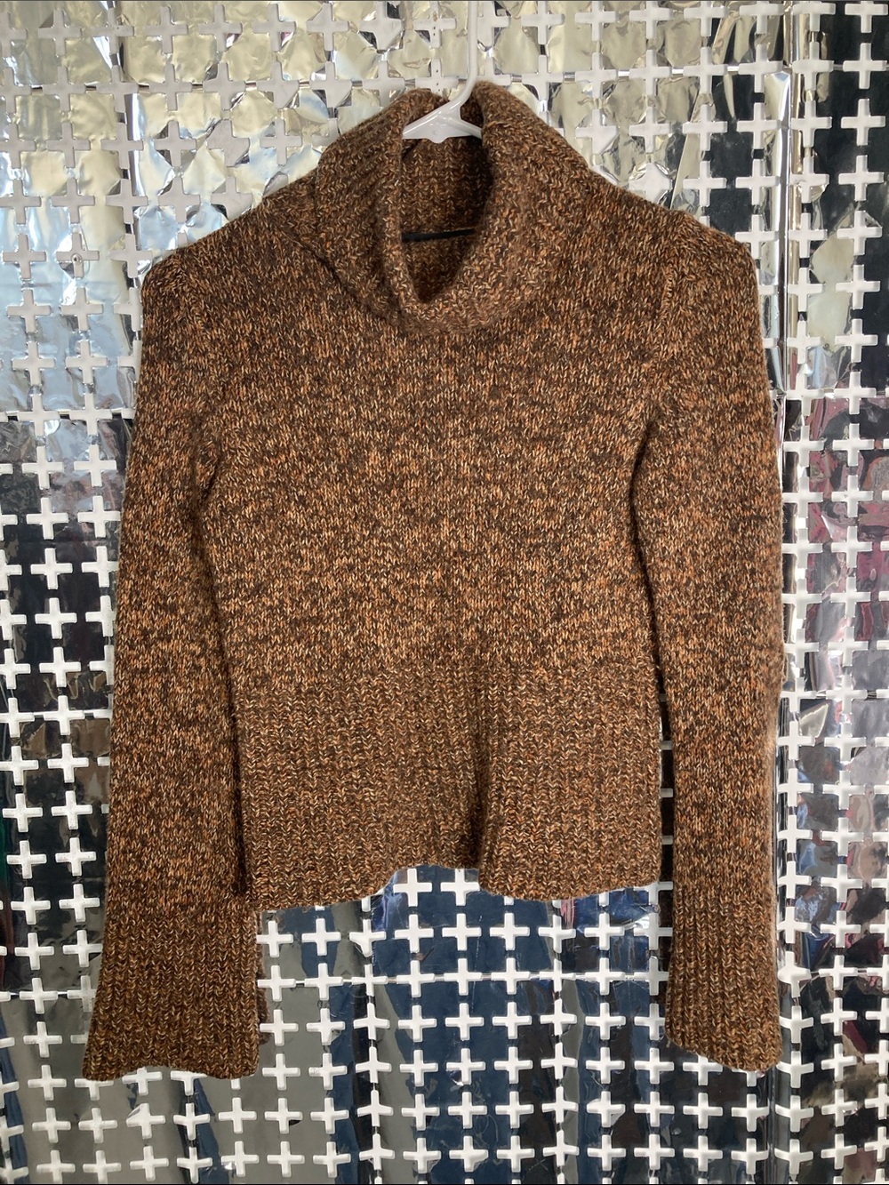 Express Brown Marled Cowl Neck Sweater